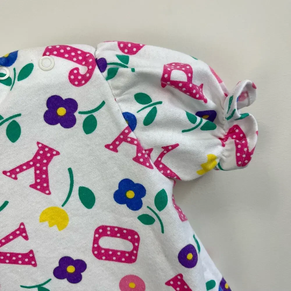 Vintage Healthtex Floral Alphabet Bodysuit 24 Months